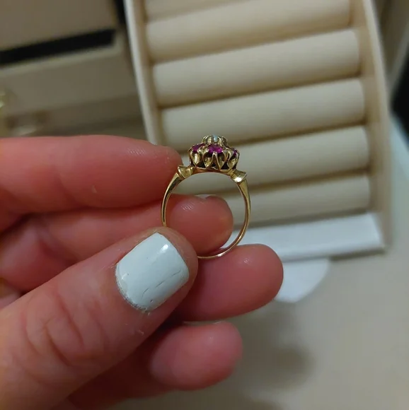 14k Victorian ruby seed pearl ring - Picture 6 of 11